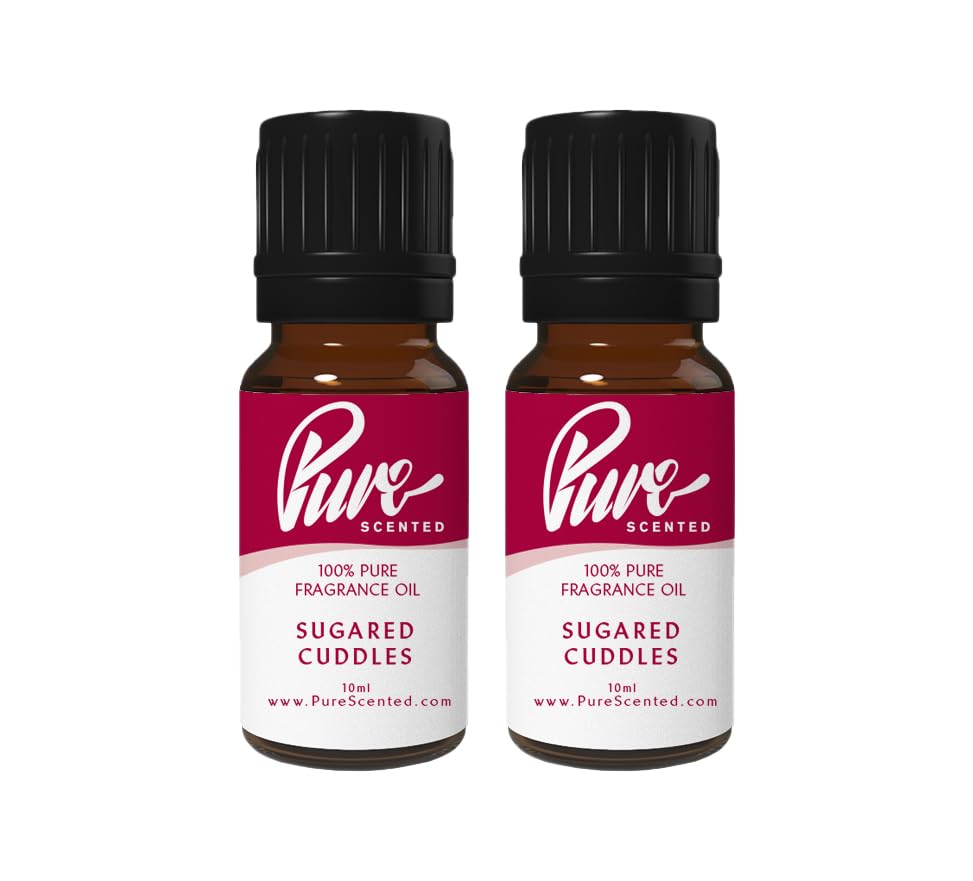 Pure Scented 20ml Fragrance Oils - 2 x 10ml Suitable for Candles, Soaps, Slime, Diffusers, Cosmetics, Wax Melts, Designer (2 x 10ml, Sugared Cuddles)