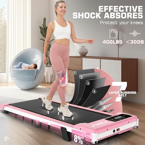 Image of FUNMILY Walking Pad with Incline 8%, 3.5HP Under Desk Treadmills for Home Office Apartment Dorm, 400lbs Capacity, LED Display, Portable Compact Space-Saving Design, Quiet Walking Pad Treadmill