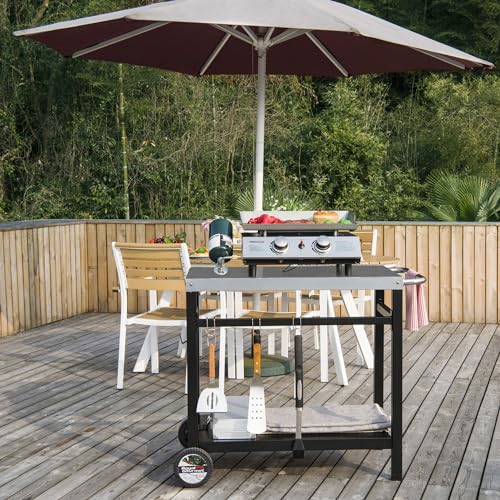 Image of Royal Gourmet Dining Cart Table with Double-Shelf PC3401S (Silver)