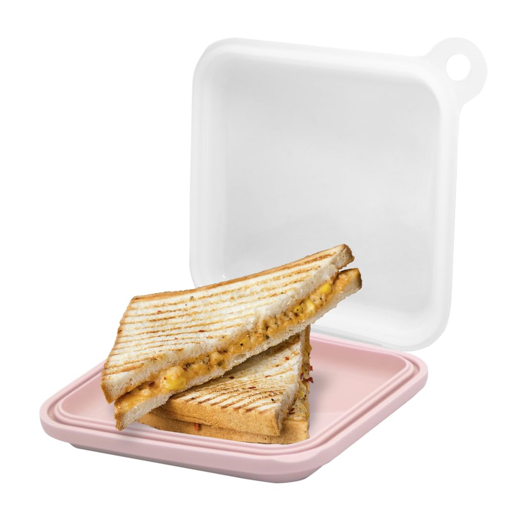 Nerthus FIH 1603 Reusable Silicone Sandwich Maker 15x15cm Pink, Sandwich Bag with Zip Lock