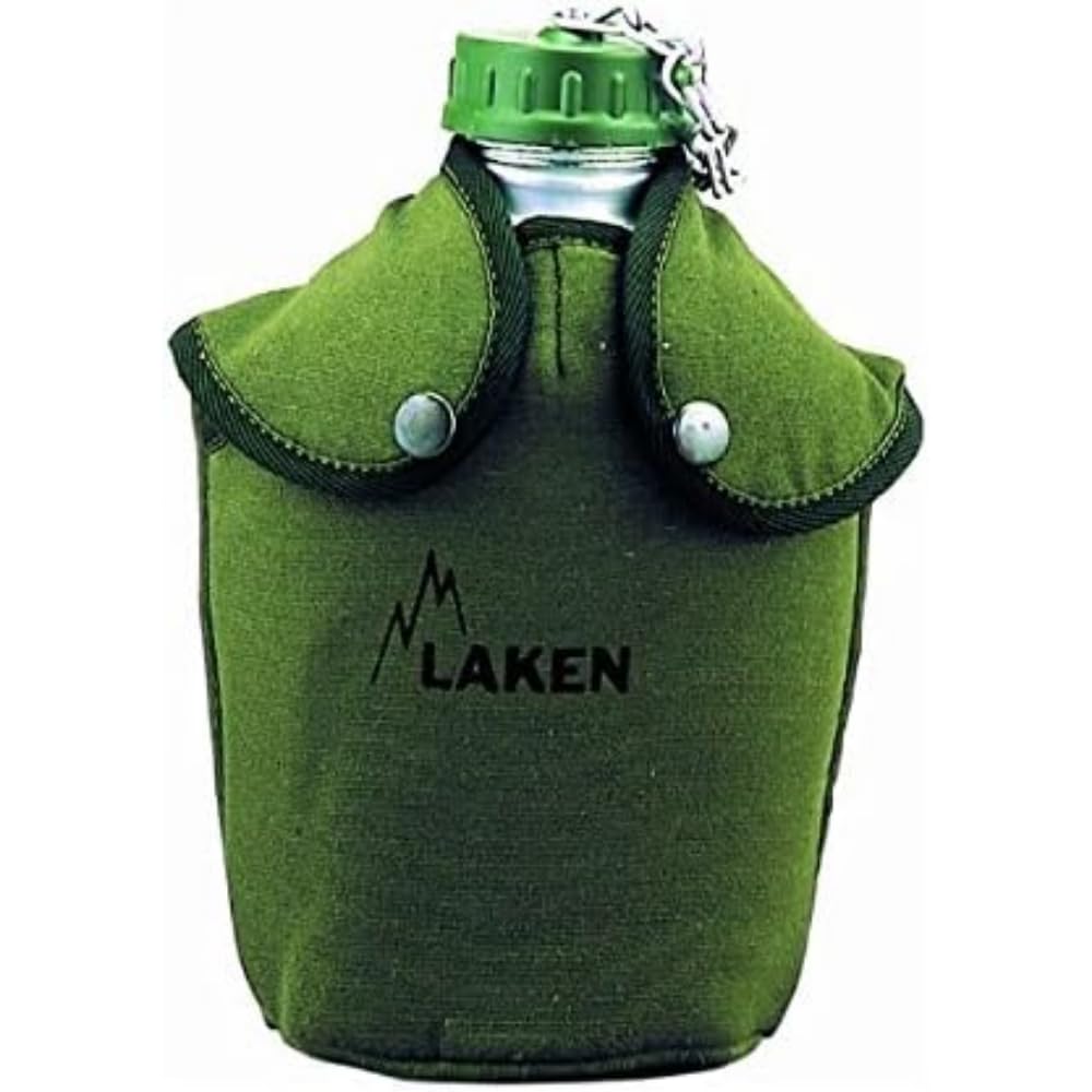 LakenCamping and Hiking Water Canteens Western and Military Styles with Shoulder Strap, Aluminum with Cover, BPA Free, Leak Proof