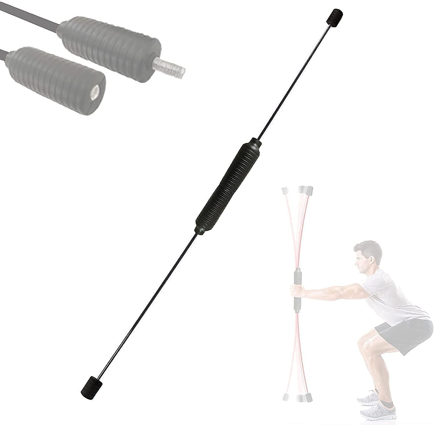 Asta Elastica Bar Fitness Asta Elastica Staccabile Swing Stick Rimovibile, Barra per tremore Fitness, Asta Elastica per Aerobica per Allenamento della Forza llxyzrzbhd813(Color:Black)
