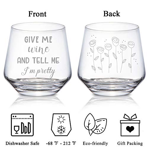 YWHL Stemless Burgundy Wine Glass with Funny Saying for Women 13 oz - Unique Wine Gift for Wine Lovers - Perfect for Red and White Wines - Dishwasher Safe