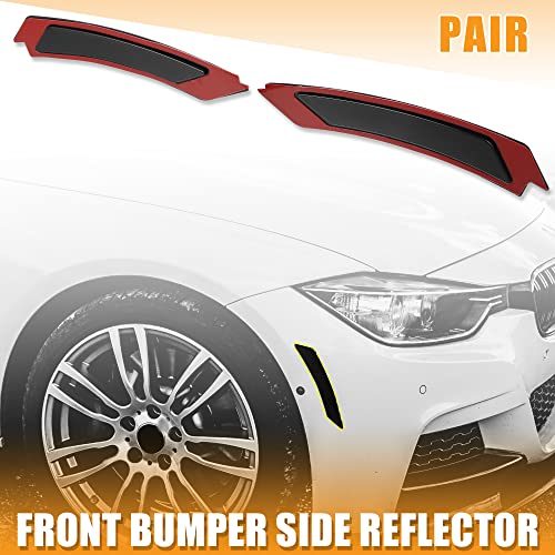 Image of X AUTOHAUX Pair of Front Bumper Reflector Side Marker 63147205398 63147205397 for BMW 3 Series E90 E91 LCI 2009-2011 Replace Amber Color Reflector Black