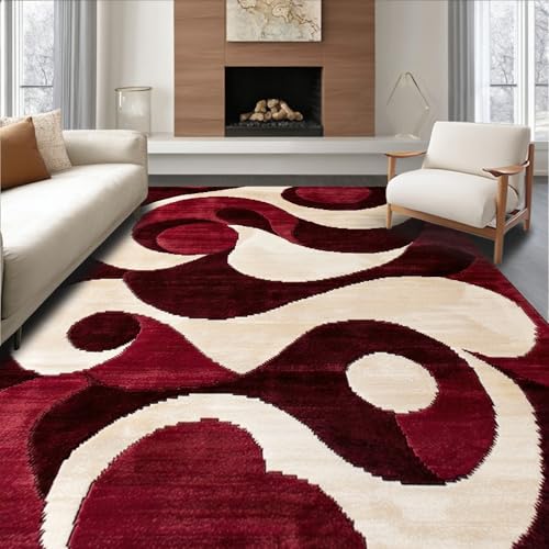 Tapete decorativo plano 5x7 rojo y beige