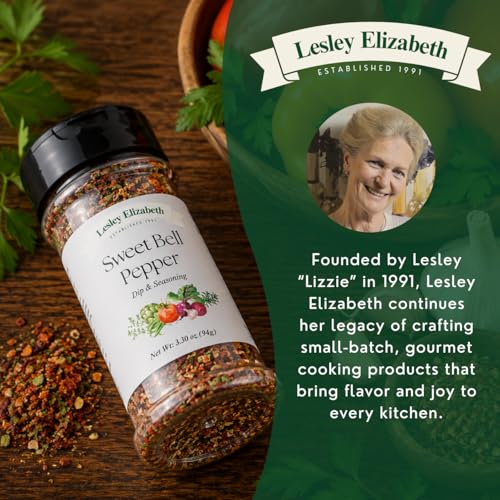 Image of Lesley Elizabeth Sweet Bell Pepper Seasoning - All-Purpose Dip & Herb Blend | Gourmet Pepper Spice for Chicken, Roasted Vegetables, Dips & Cooking