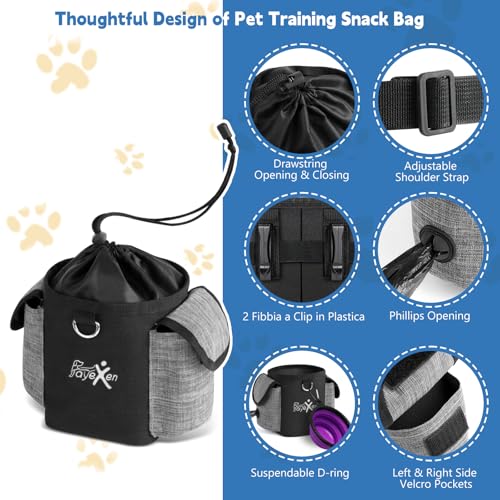 Leckerlitasche für Hunde Bauchtasche Hundetraining mit Hundekotbeutelspender & InnenTasche in Silikon Hundezubehör Leckerlibeutel für Hund mit Verstellbarem Gürtel für Hundefutter Aufbewahrung Gehen