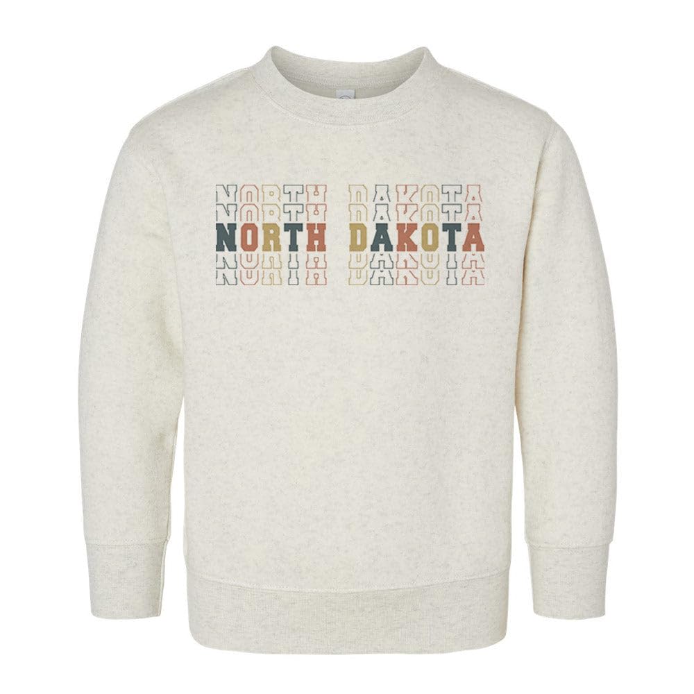 Stacked North Dakota Kids Sweatshirt Toddler 2T Natural Heather