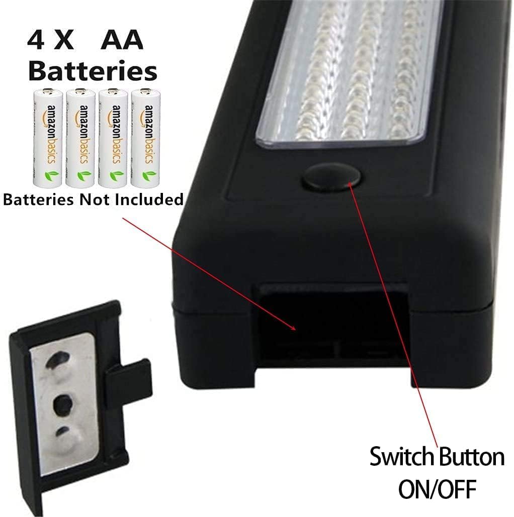 Luce magnetica con gancio sospeso, 72 LED ultra luminosa luce di lavoro lampade di ispezione portatili torce per il campeggio, la casa, soffitta, fai da te, laboratorio, pesca (nero, 4 confezione)
