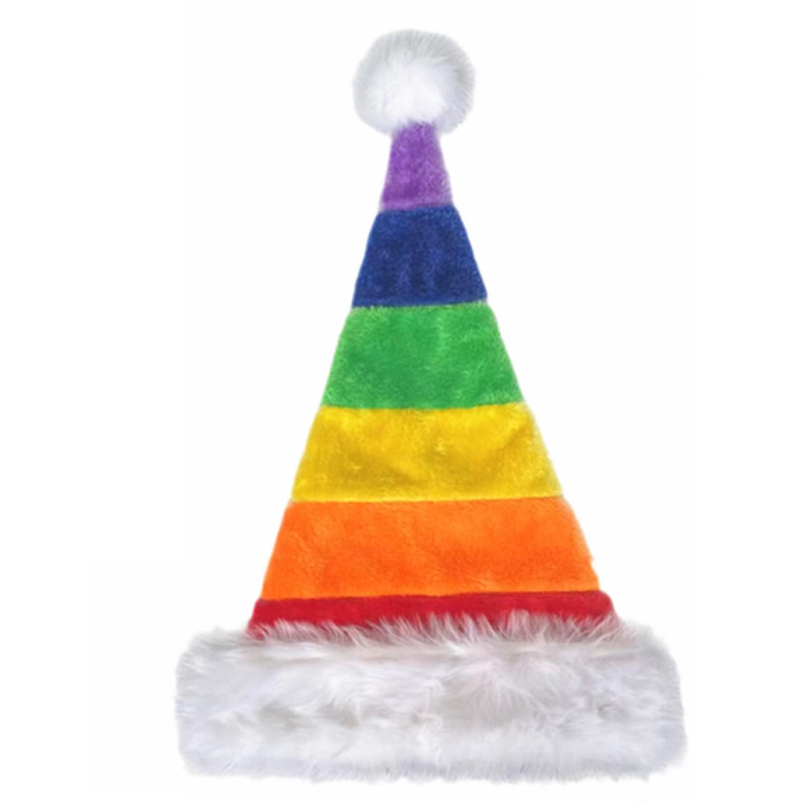 Buxuaaaa Santa Hat Comfortable Hat Traditional Rainbow Color Plush Christmas Santa for New Year Presents Winter Hats for Adults Cosplay Rainbow Color Winter Hats for Girls Keep Warm for Adult