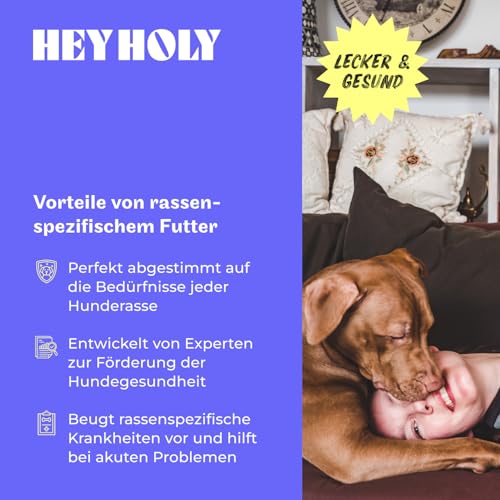HEY HOLY Set 7 kg Premium Trockenfutter & 1 x 200 g Snacks für Molosser 100% getreidefrei | Hundefutter & Leckerlis für ausgewachsene Molosser mit Rind | Hochverträglich aus natürlichen Zutaten