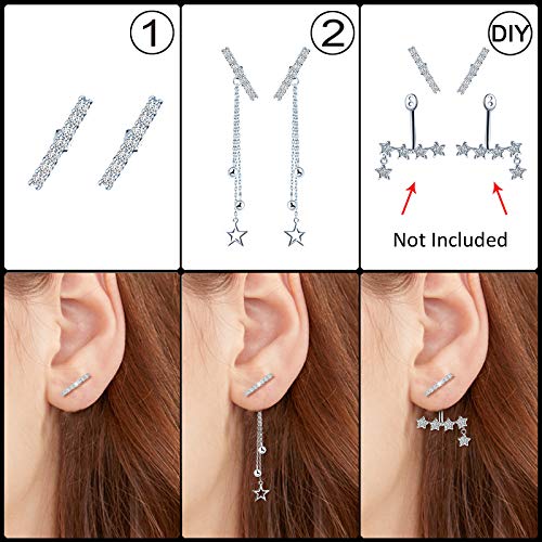 MICSAVI Orecchini Pendenti Stelle Argento 925 con