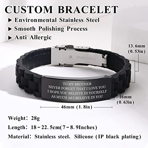 To My Brother Gift Bracelet Men Inspirational Message Engraved Silicone Wristband For Men Never Forget That I Love You Engraved #TOP7