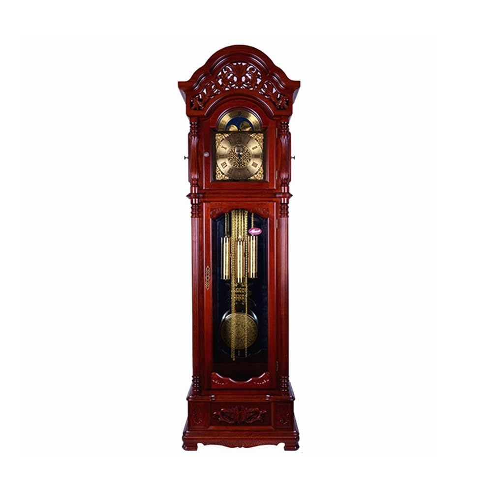 FZL02068LM Grandfather Vintage Grandfather Clock in Reddish Brown Living Room Floor European Mute Creative Home Stand Ornament Standing clock
