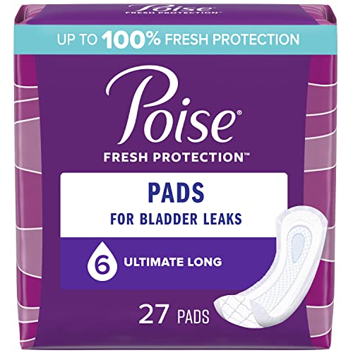 Poise Postpartum Incontinence Pads for Women, Ultimate Absorbency, Long, Original Design, 27 Count