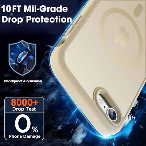 Image of MOCCA Strong Magnetic for iPhone SE Case 2022 /iPhone SE 2020 Case /iPhone 7 Case /iPhone 8 Case [Compatible with Magsafe] Slim Thin Translucent Matte Protective Cover Phone Case 4.7'', Light Gold