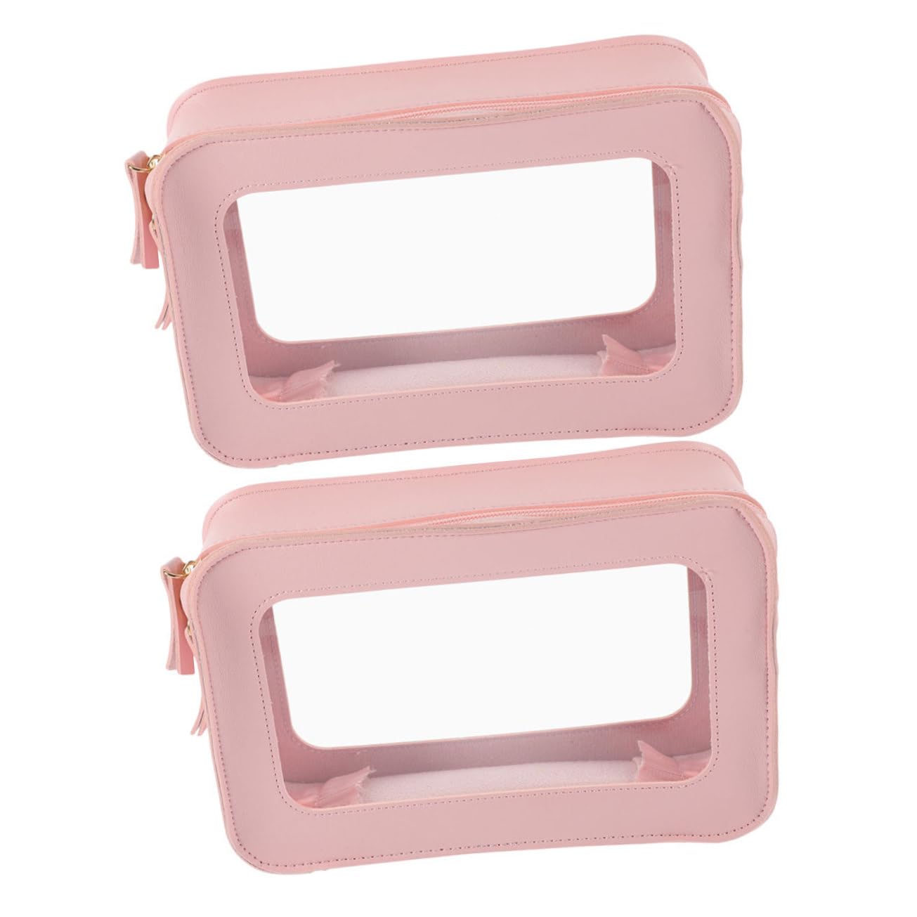 Neceser de Viaje Transparente PVC Rosa, Lote de 2 Bolsas
