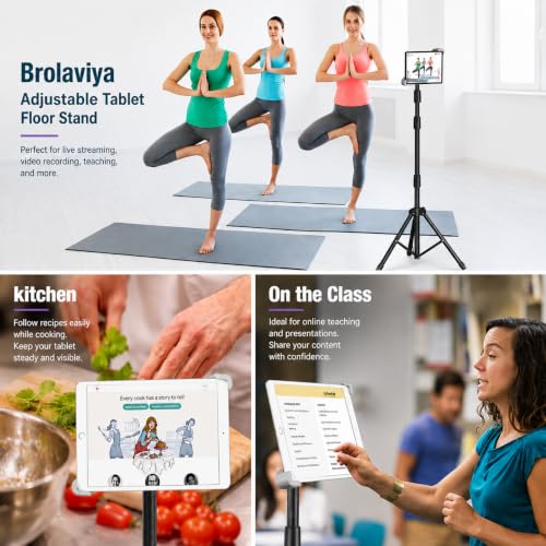 Image of BROLAVIYA Tablet Tripod Floor Stand for Home,Office, Stage for All 9.5~14.5 Diagonal inches Large Display Devices