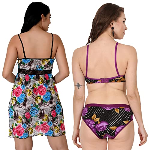 Image of Love Maker Babydoll Lingerie Bra Panty Set Undergarments for Women Honeymoon Nighties Small to 3XL