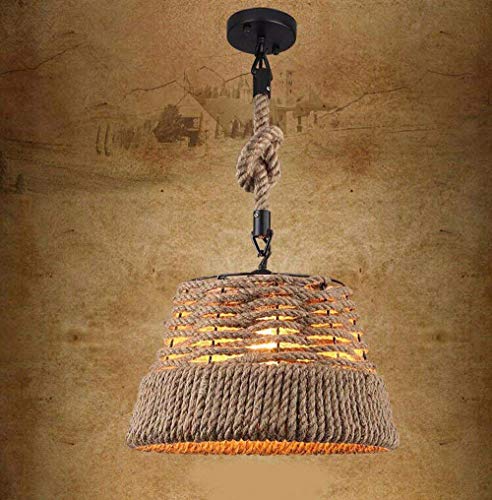 Lámpara de techo colgante industrial de cuerda de cáñamo de 38x23 cm