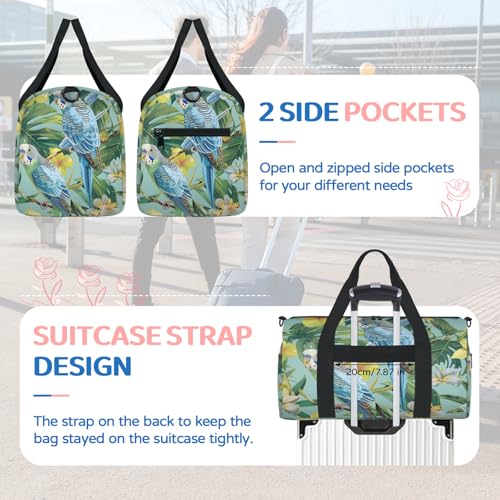 Tropical Spring Floral Bird Travel Duffel Bag for Women and Men, Sport Tote Gym Bag Carry on Weekender Overnight Bags4