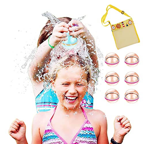 TIZJ Bolas de Salpicaduras de Bomba de Agua, Globos de Agua Reutilizables Sellado automático, Juguetes para la Piscina para niños, Playa de la Piscina del jardín de Verano con Bolso de Malla Cruzada Cover