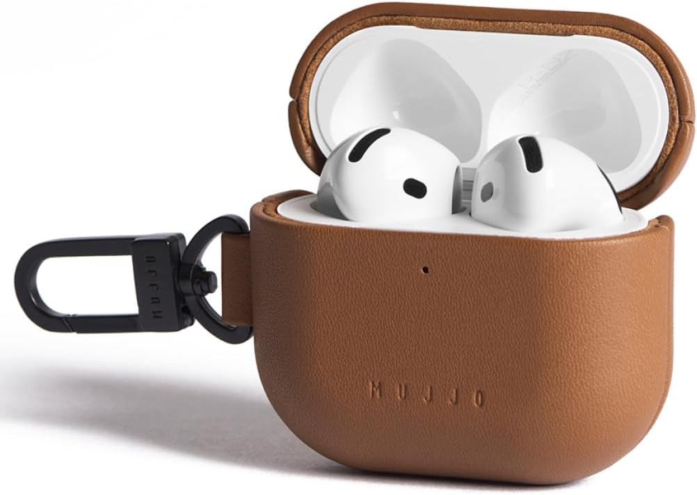 Mujjo Echelon Leather Case for AirPods Pro (3rd Gen) - Wireless Charging Compatible - Durable & Luxurious Design - Secure Fit - Premium Leather - Tan