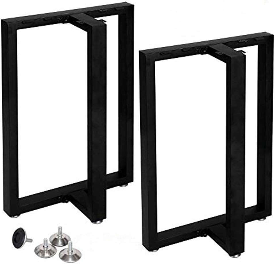 Metal Table Legs 28 Inch Heavy Duty T Shape Metal Desk Legs Set of 2 Industrial Modern Black Table Legs(28" H X24''W)
