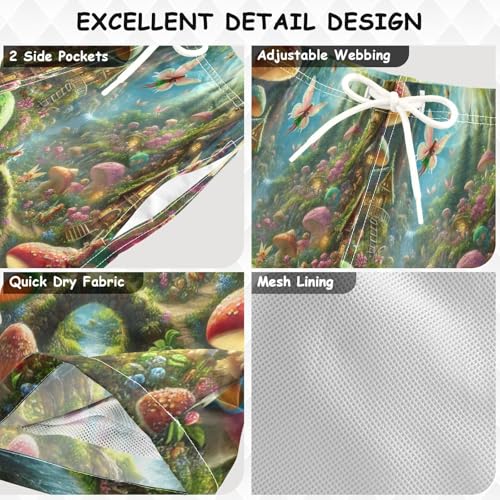Fairy Mushroom Fantasy Boys Swim Trunks Quick Dry Toddler Swimsuit Boy Swimwear Bathing Suits Board Shorts 3T Multi3
