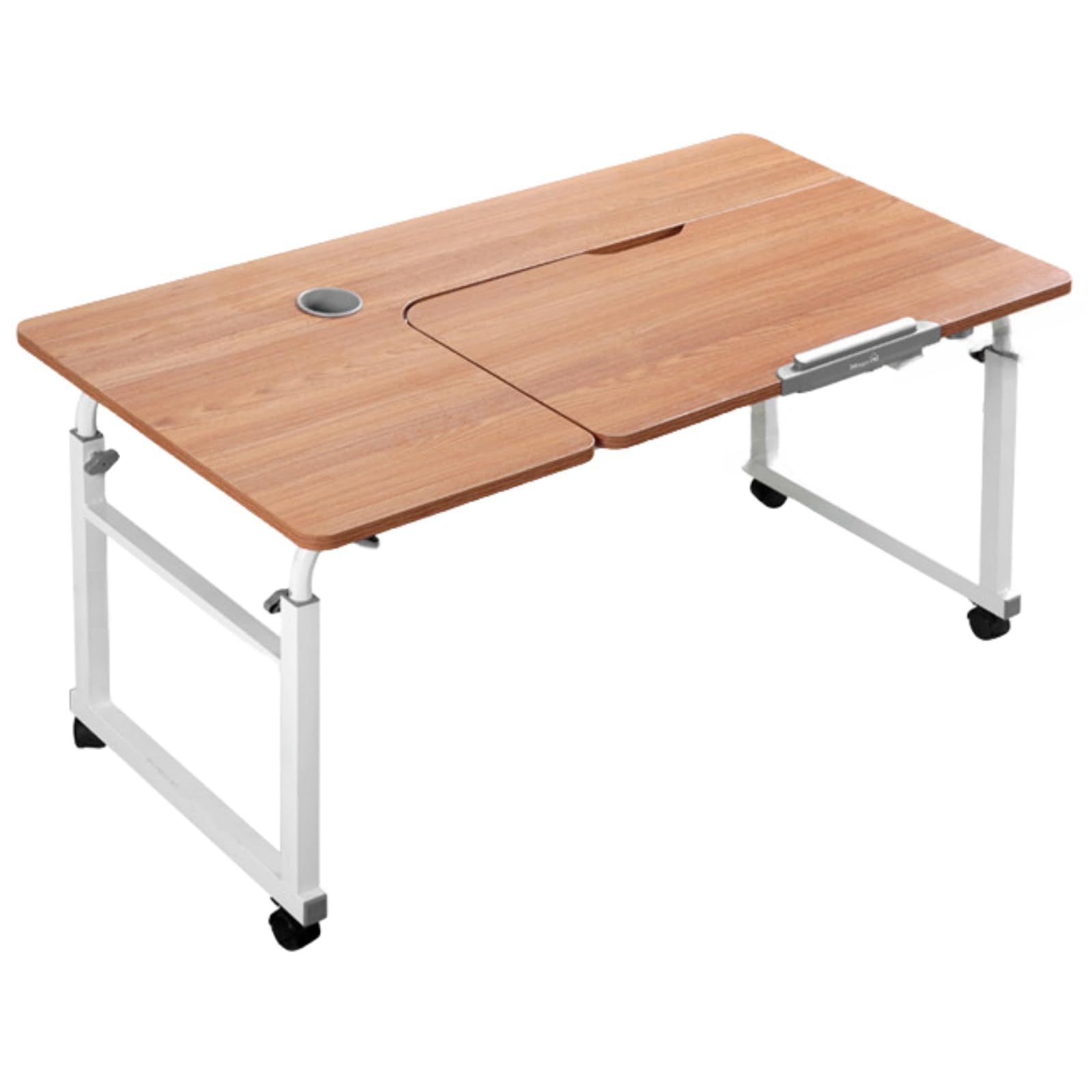 SXZenSpace Adjustable Height Bed Desk with Wheels Mobile Overbed Table for Laptop Work and Study Over The Rolling Computer Versatile Bedside