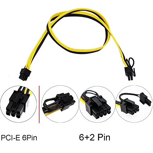 S-Union [8Pcs New 16Awg 6Pin Pci-E To 8 (6+2) Pin Cable 27.5 Inch(70Cm) Length Pci 6Pin Male To Male Cable For Gpu/Psu Breakout Board, Gpu Ethereum Eth Mining Power Supply (With 5 Nylon Cable Ties) #TOP1