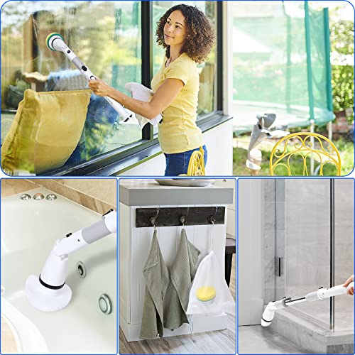 Qybeede Electric Spin Scrubber,Flexible Arm Rechargeable Cordless 360° Rotating Shower Electric Cleaning Brush With 4 Replaceable Brush Heads & Storage Bag For Home,Kitchen,Tub,Tile,Floor,Bath #TOP4