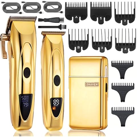 Hair Clippers for Men Professional Hair Trimmer Cordless Foil Shavers for Men Set, Rechargeable Barber Clippers, Hair Cutting Kit Beard Shaver for Men (Gold) Cover