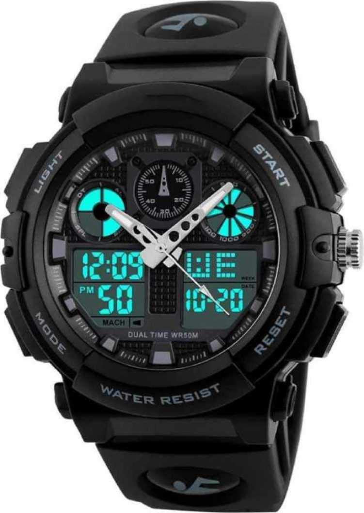 Shocknshop Analog Digital Sports Black Dial Watch for Men Boys -SK09