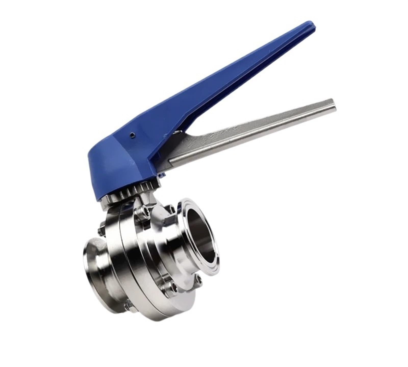 Vanne papillon tri clamp 1,5 pouce avec ferrule 50.5mm et poignée de déclenchement à pression OD