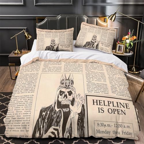 Housse de couette 3D imprimé crâne en microfibre supérieure king size 220x240
