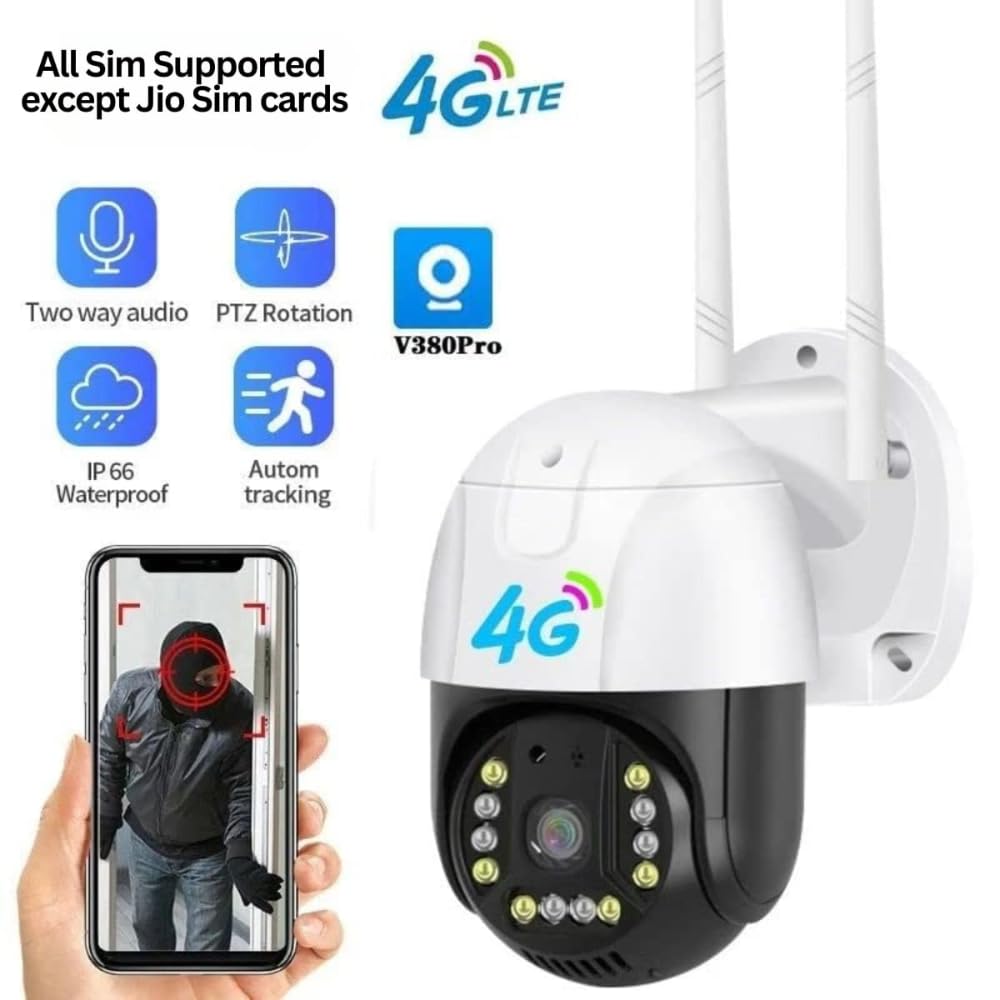 Maizic Smarthome 5MP 4G SIM Based CCTV Camera - No WiFi Needed, Colour Night Vision, IP66 Waterproof, Smart Human & Motion Detection, Wireless SIM Card Security Camera for Home/Farm 1
