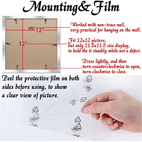 Keibiubu Silver Picture Frame, 12X12 Picture Frame For Square Photo Poster Canvas Certificate Document Display Horizontally Or Vertically High Transparent Wall Gallery(Size 12 X 12 Inches) #TOP4