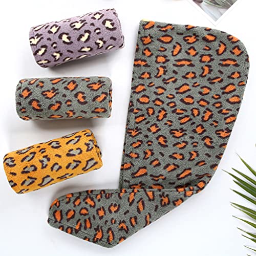 FRCOLOR 3Pcs Leopardo Microfibra Cabelo Toalha Envoltório para As Mulheres Turbante Do Cabelo para S