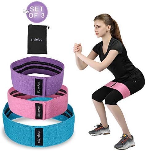 Exercise Resistance Bands, Non-Slip Loop Exercise Bands for Legs and Butt, Fabric Hip Booty Bands for Physical Therapy and Strength Training, Set of 3