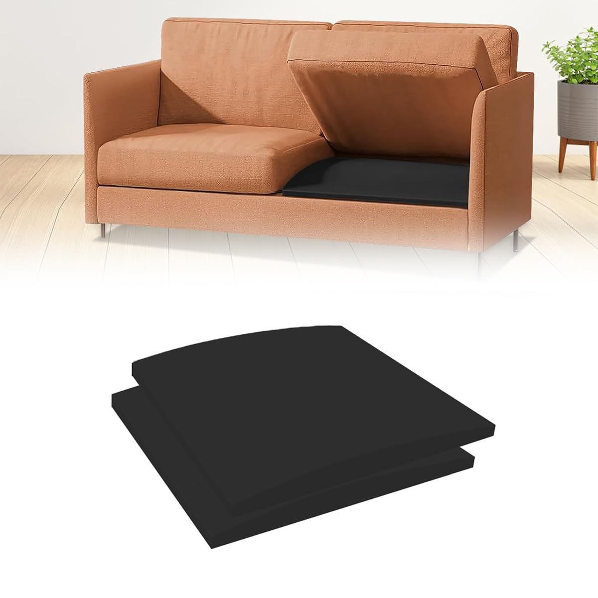 MOTTK Couch Cushion Support Sofa Sagging Repair,40/50/60cm Curved 45D High Density Foam Replacement for Furniture Sagging Seat,Quickly Sofa Saggy Repair (2,60x60cm)