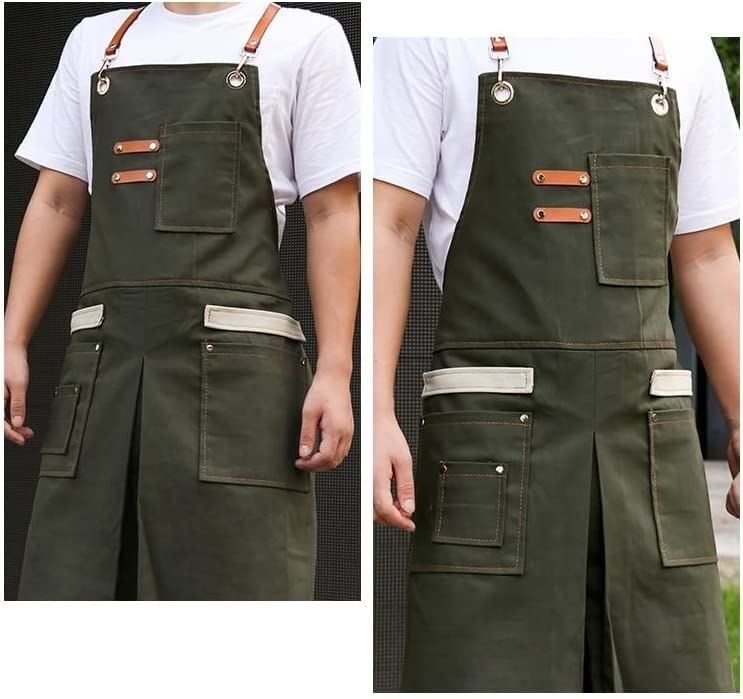 Tablier de Travail, Tablier de Soudure Tablier Cowboy Restaurant Fleur Travail Barista Lait Café Barbier Chef Beauté Ongles Studios Uniforme (Color : A)