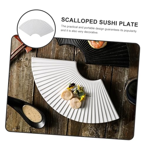Plato cerámico japonés para sushi estilo abanico miniatura 7