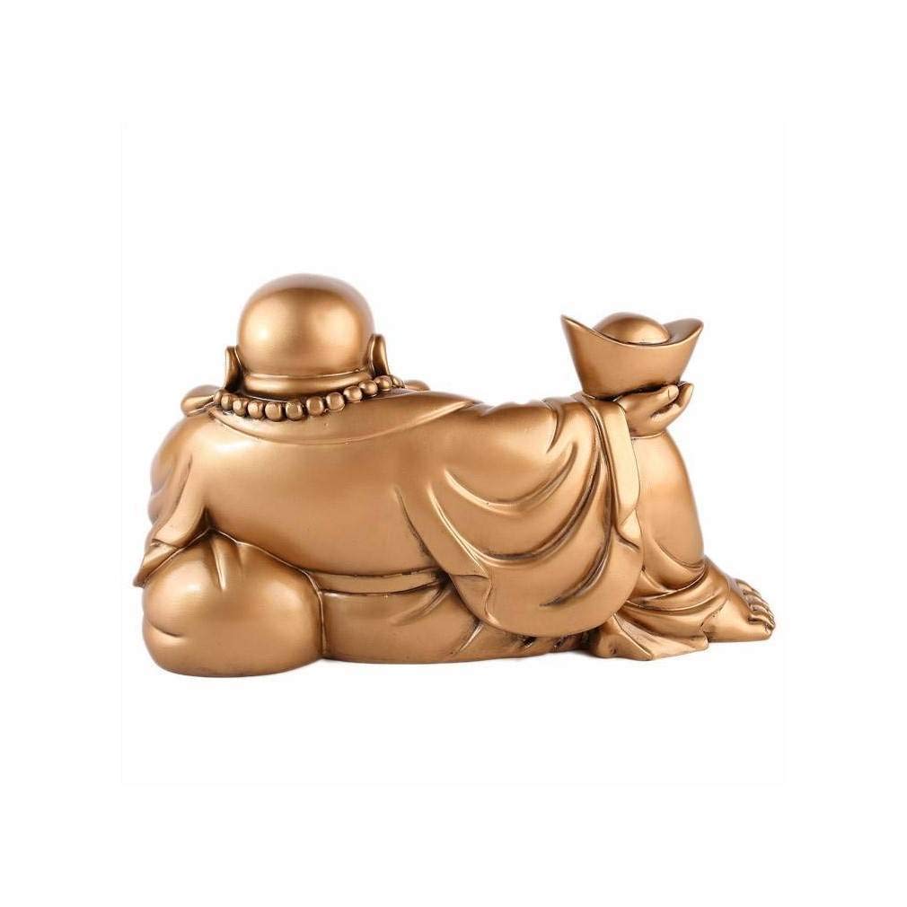 lachineuse – Große goldene Statue des lachenden Buddha – 25 x 14 x 17 cm