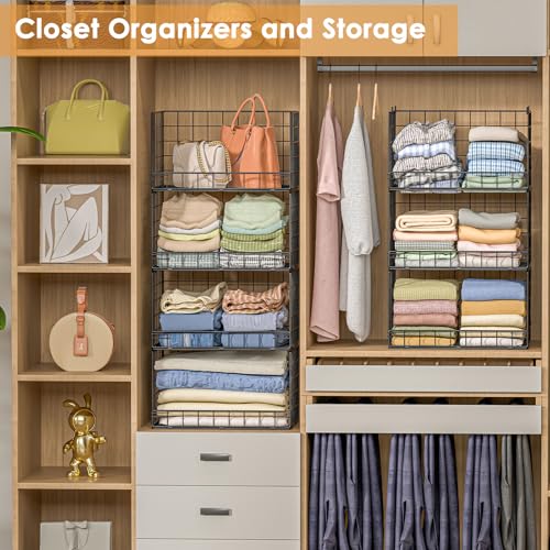 Image of Yociyoga 8-Tier Stackable Closet Organizers and Storage Shelves, Foldable Closet Shelf Organizer, Stackable Storage Bins Drawers for Closet Organizer System, Black(Patent No. 30022416)