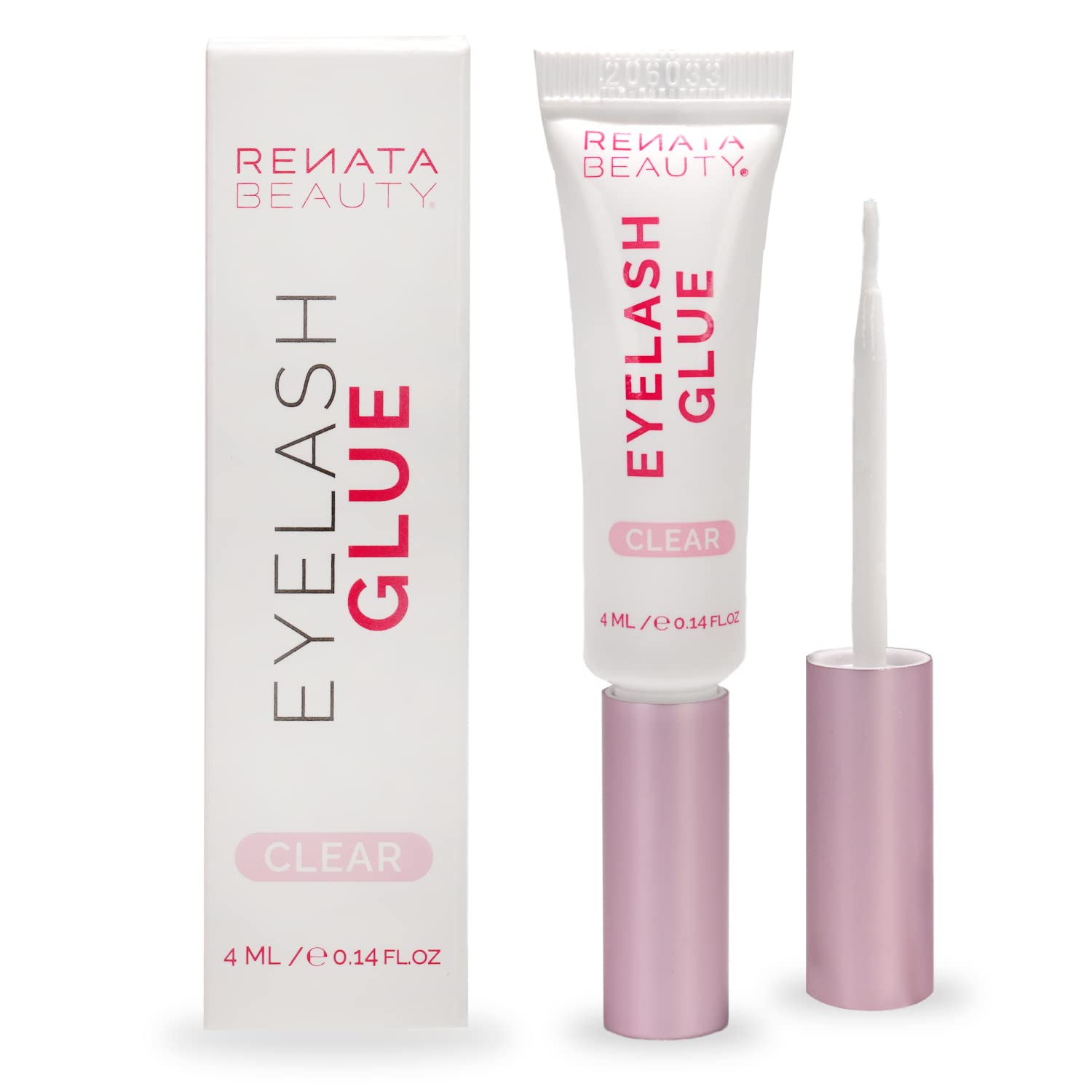 Renata Beauty Lash Glue for False Eyelash Extensions – 24 Hour Transparent Glue for False Lashes – Waterproof Cluster Lash Glue with Dual Function Flexible Brush Tube – Compatible with Glue Remover