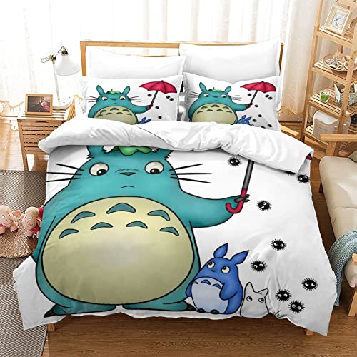 Juego de Funda nórdica con Estampado de Totoro, Juego de Ropa de Cama Artoonanime Bonito, Funda de...