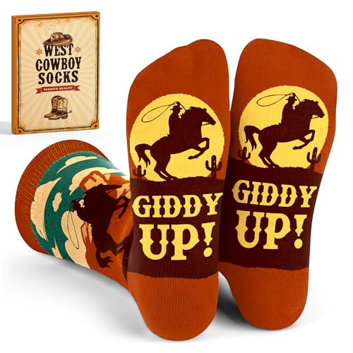 VICRAZY Cowboys Gifts For Men - Funny Socks, Texas Themed
