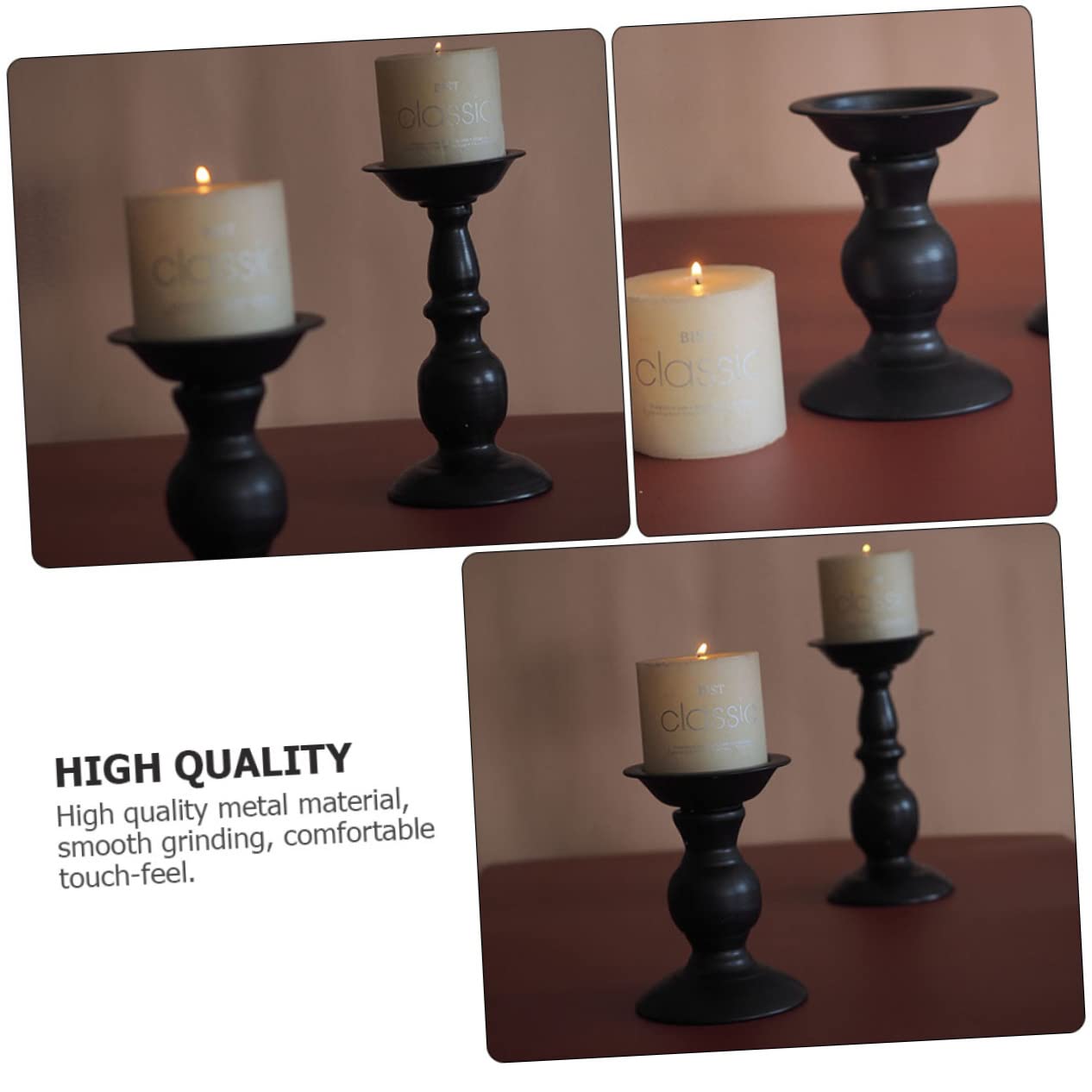 Candelabro de Hierro Negro Estilo Europeo para Boda, 2 Piezas