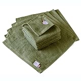 オルタ(oruTa) 今治 ハンドタオル 10枚セット 自然派 日本製 薄手 吸水 速乾 綿100% 30x31cm カーキ